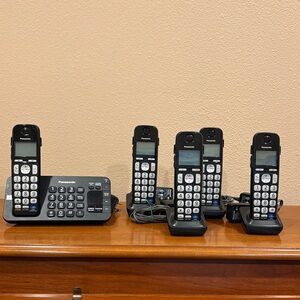 Panasonic Black 5-Handset Cordless Phone Set with Base and Answering Machine
